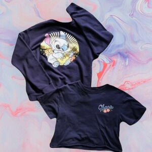 Disney Ohana 2 piece lot! Sweatshirt &‎ cropped T